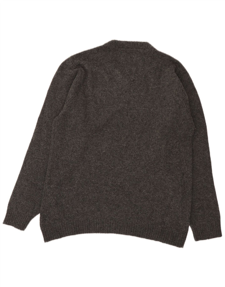 Tommy Hilfiger Mens V-Neck Jumper Sweater Small Grey Lambswool