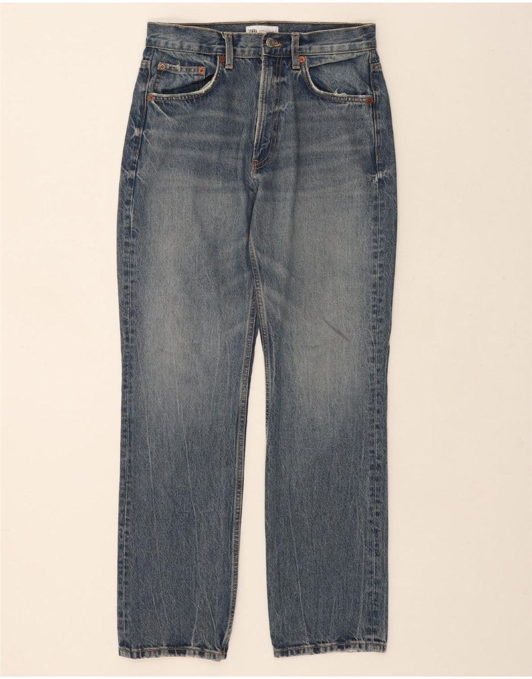 ZARA Womens Straight Jeans EU 38 Small W28 L30 Blue Cotton