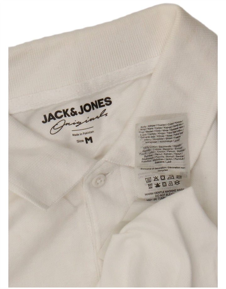 JACK & JONES Mens Polo Shirt Medium White Cotton