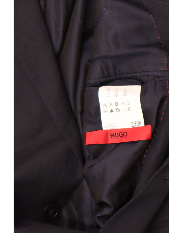 Hugo Boss Mens 2 Button Blazer Jacket UK 46 Small Navy Blue Viscose