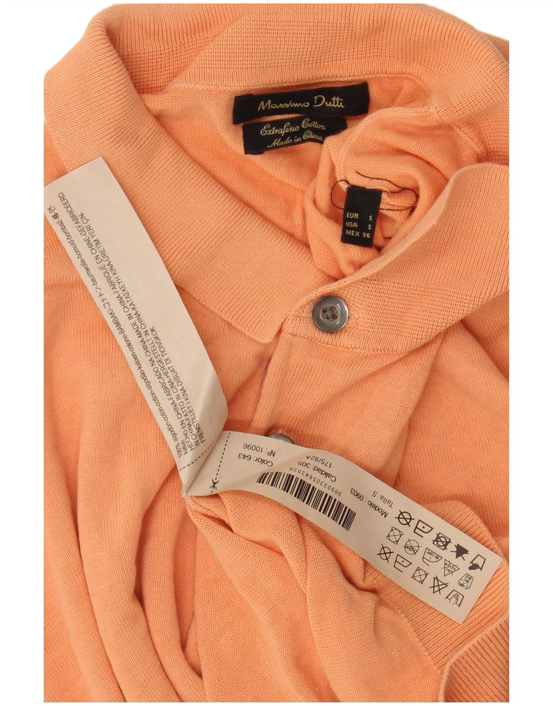 Massimo Dutti Mens Polo Shirt Small Orange Cotton