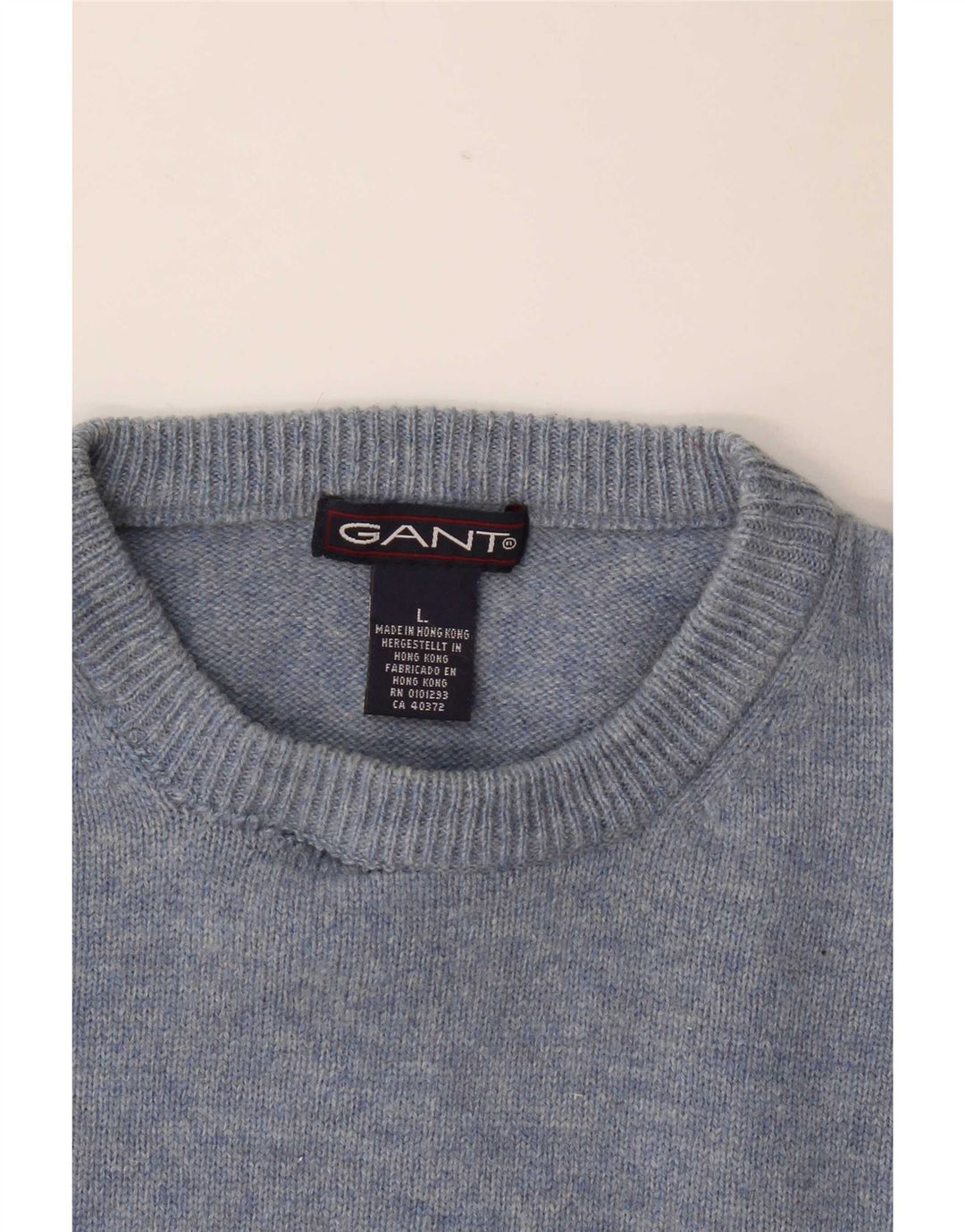 Gant Mens Crew Neck Jumper Sweater Large Blue Lambswool