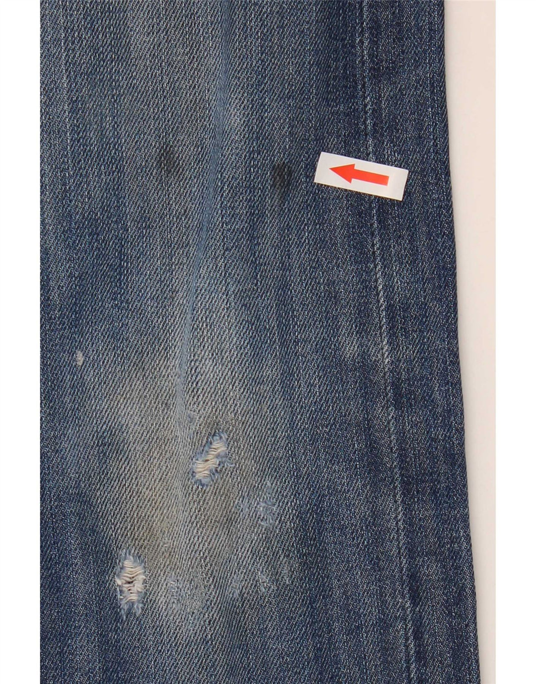 Lee Mens Zed Distressed Straight Jeans W32 L32 Blue Cotton