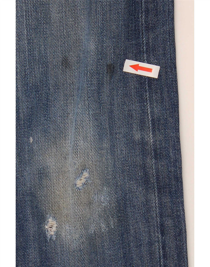 Lee Mens Zed Distressed Straight Jeans W32 L32 Blue Cotton