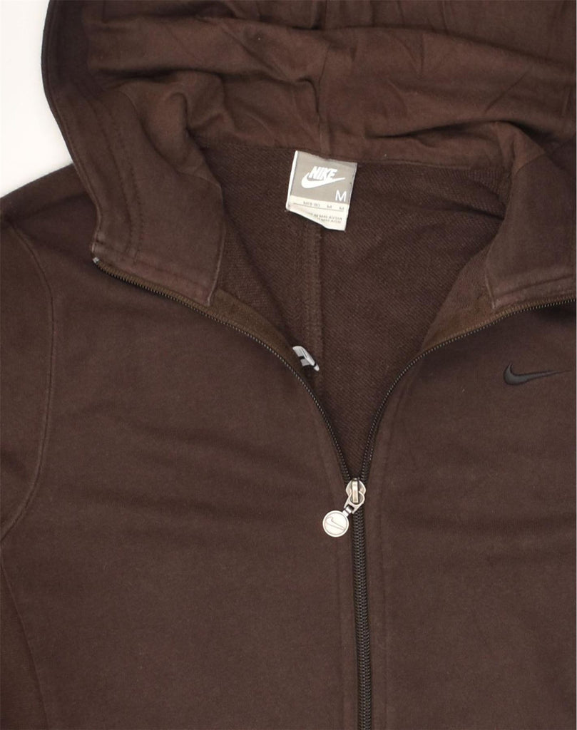 NIKE Womens Longline Zip Hoodie Sweater UK 12 Medium Brown Cotton | Vintage Nike | Thrift | Second-Hand Nike | Used Clothing | Messina Hembry 