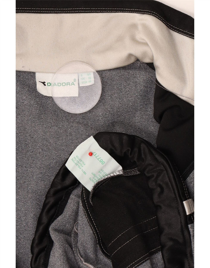 Diadora Womens Oversized Tracksuit Top Jacket UK 18 XL Grey Colourblock