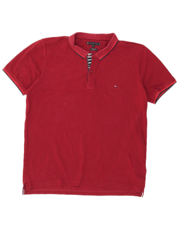 Tommy Hilfiger Mens Slim Fit Polo Shirt 2XL Burgundy Cotton
