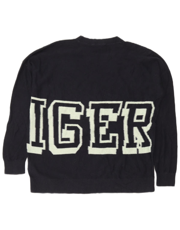 Tommy Hilfiger Womens Boat Neck Jumper Sweater UK 10 Small Navy Blue