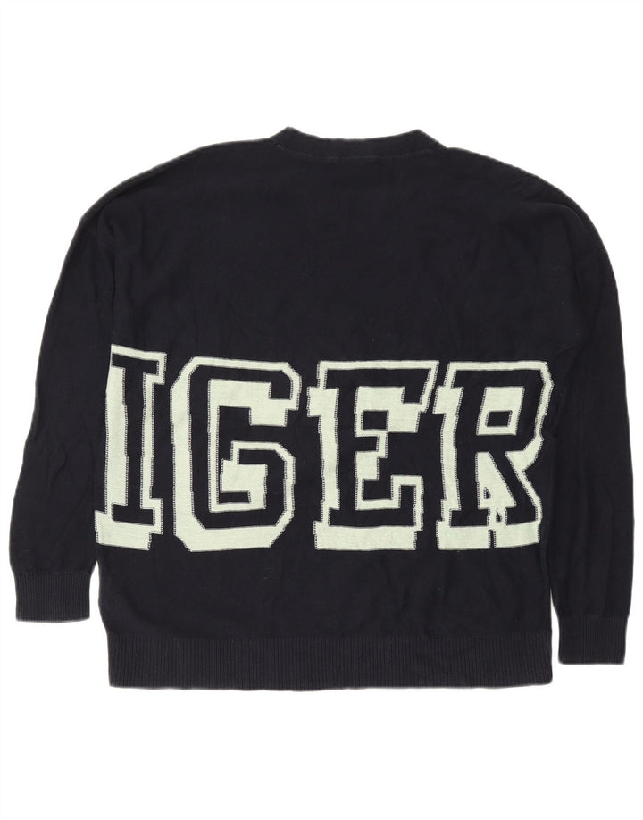 Tommy Hilfiger Womens Boat Neck Jumper Sweater UK 10 Small Navy Blue