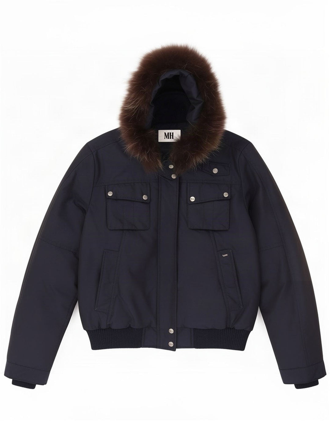 Gas Womens Hooded Bomber Jacket IT 46 Large Navy Blue Polyamide