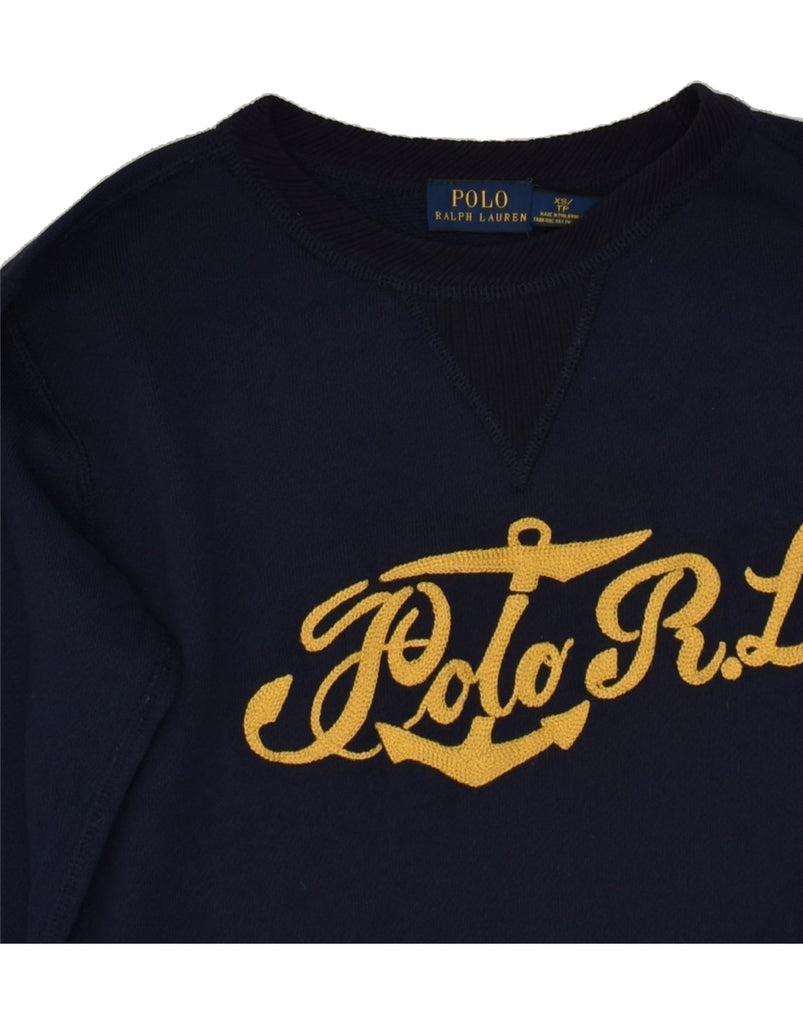 POLO RALPH LAUREN Womens Graphic Sweatshirt Jumper UK 6 XS Navy Blue | Vintage Polo Ralph Lauren | Thrift | Second-Hand Polo Ralph Lauren | Used Clothing | Messina Hembry 