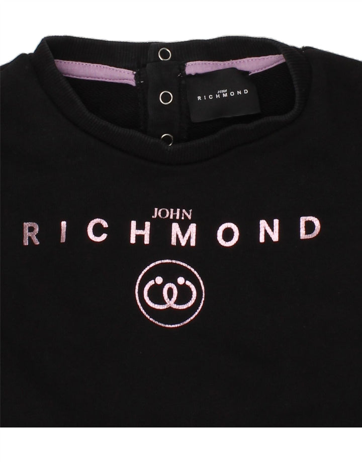 RICHMOND Baby Girls Graphic Sweatshirt Jumper 12-18 Months Black Cotton Vintage Richmond and Second-Hand Richmond from Messina Hembry 