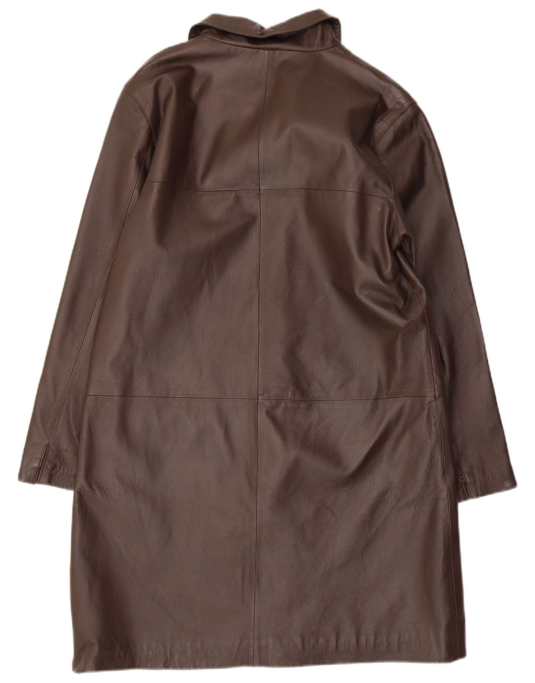 MILAN Womens Leather Coat UK 14 Large Brown Leather