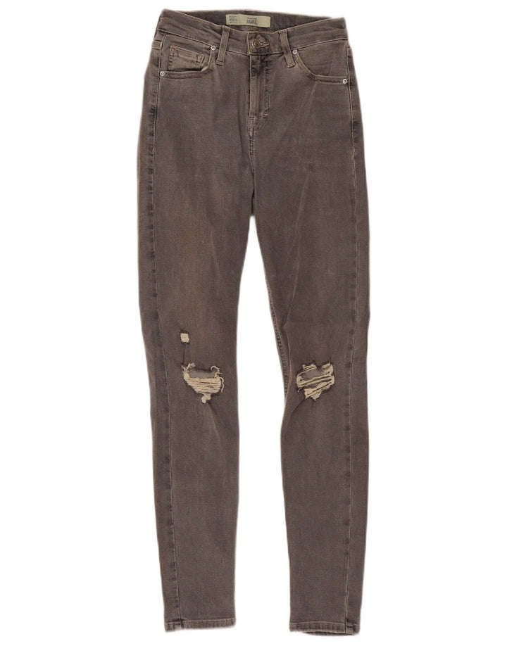 TOPSHOP Womens Distressed Skinny Jeans W26 L27 Grey Cotton