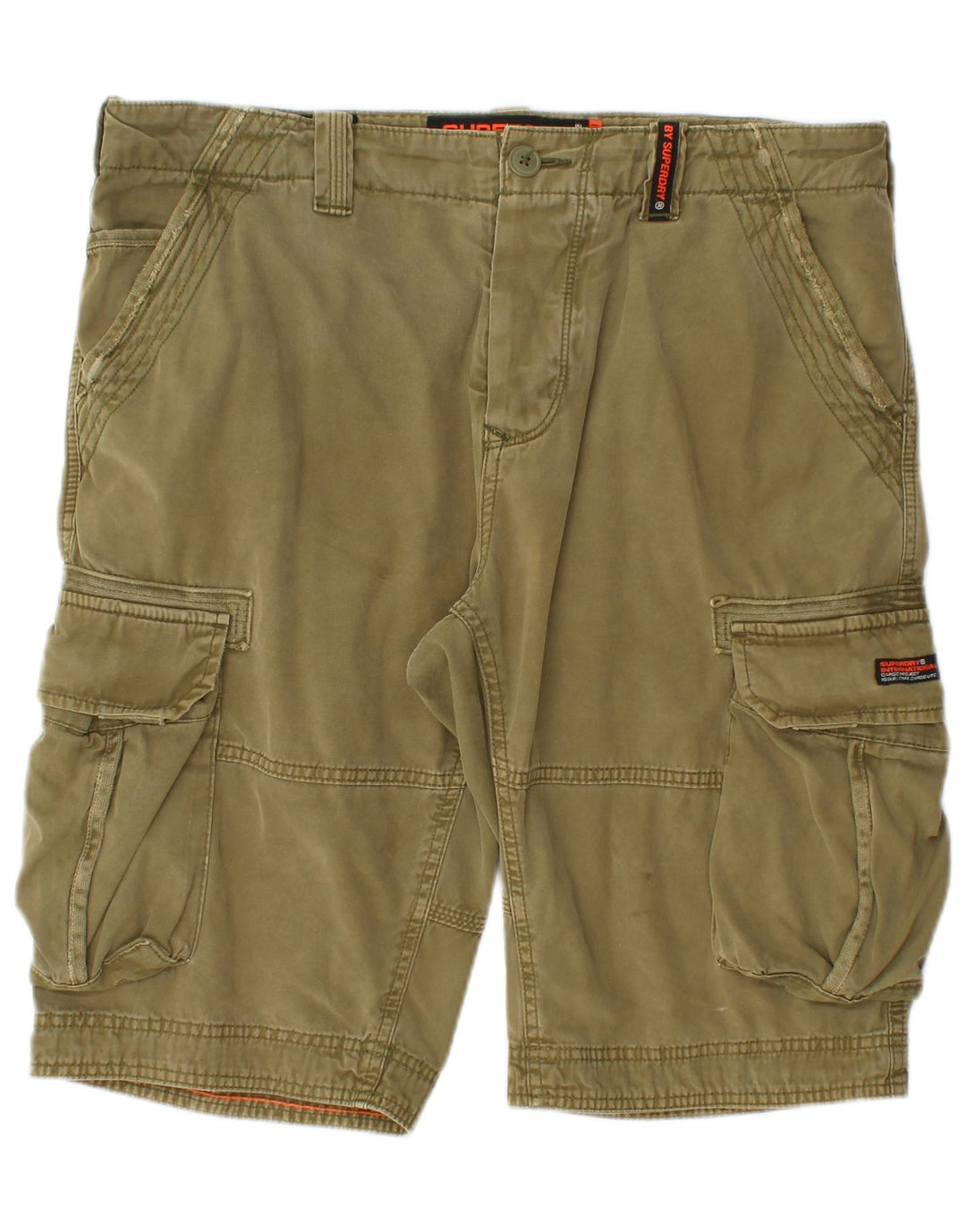 SUPERDRY Mens Cargo Shorts W34 Large Khaki Cotton