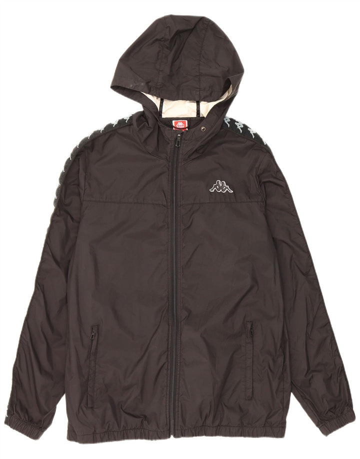 Kappa Mens Hooded Graphic Rain Jacket UK 38 Medium Black Nylon