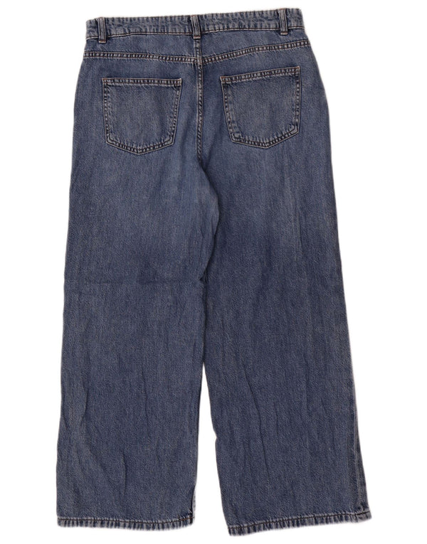 Marks & Spencer Womens High Waist Wide Leg Jeans UK 12 Medium W32 L26 Blue