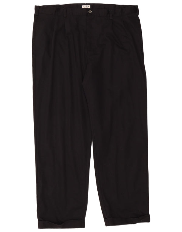 Izod Mens Pegged Chino Trousers W42 L32 Black Cotton