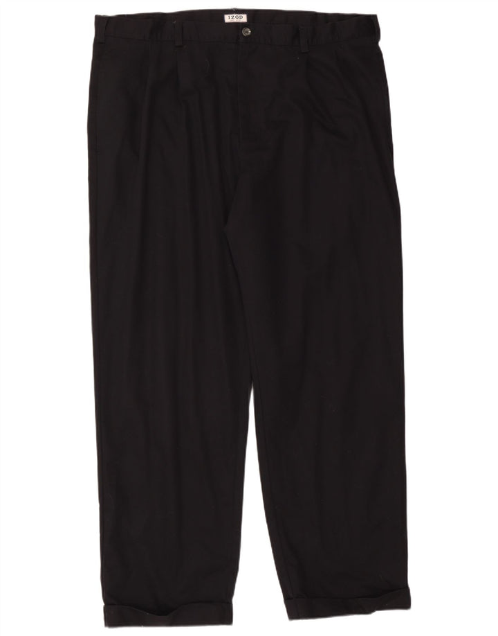 Izod Mens Pegged Chino Trousers W42 L32 Black Cotton