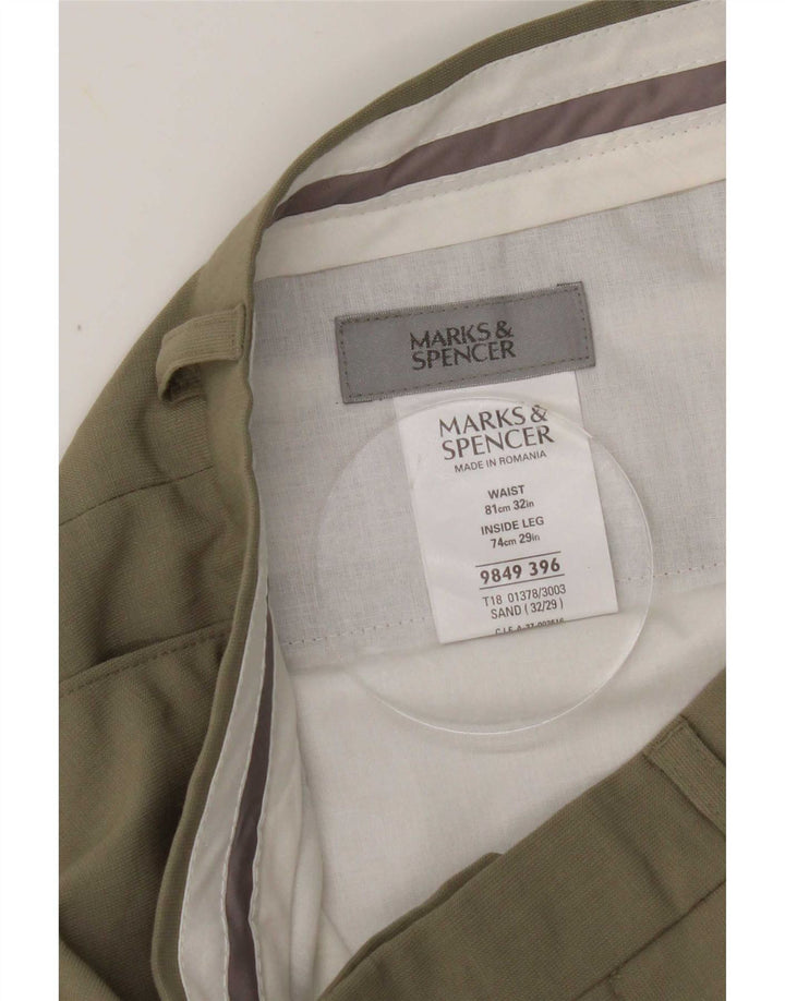 Marks & Spencer Mens Pegged Suit Trousers W32 L29 Khaki Polyester