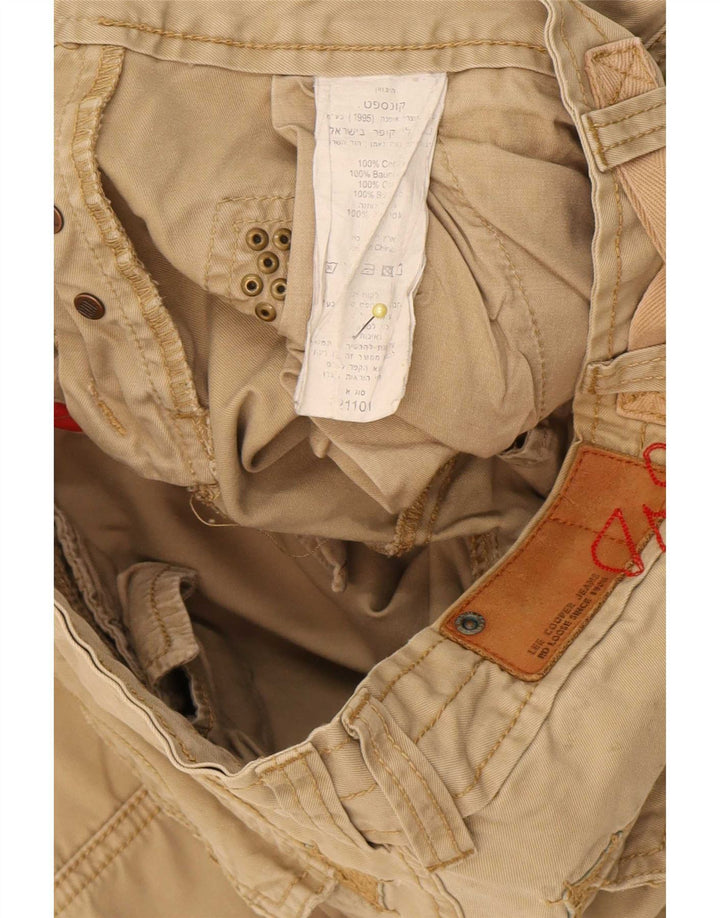 Lee Cooper Mens Straight Cargo Trousers W28 L32 Beige Cotton