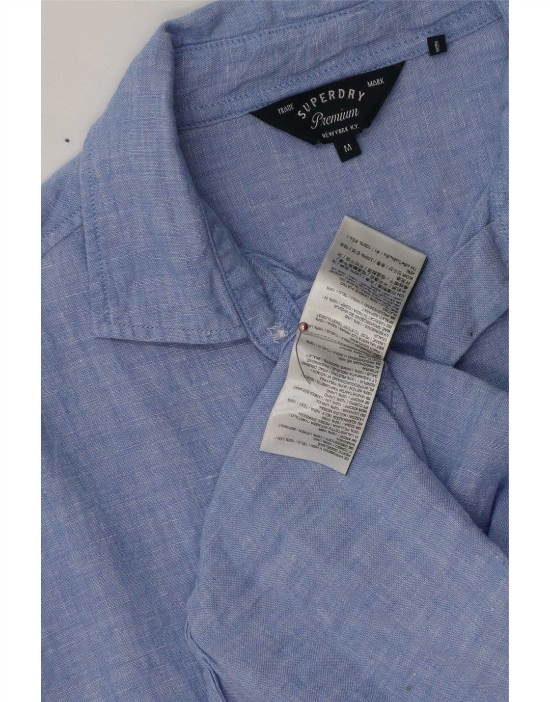 Superdry Mens Shirt Medium Blue Flecked Linen