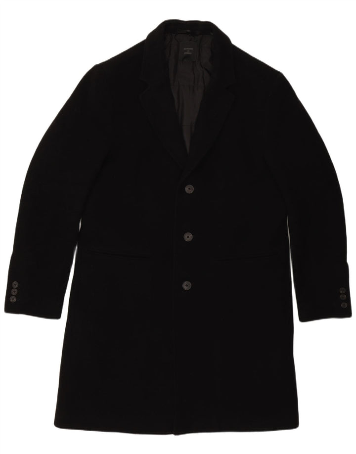 Superdry Mens Overcoat UK 40 Large Black Wool