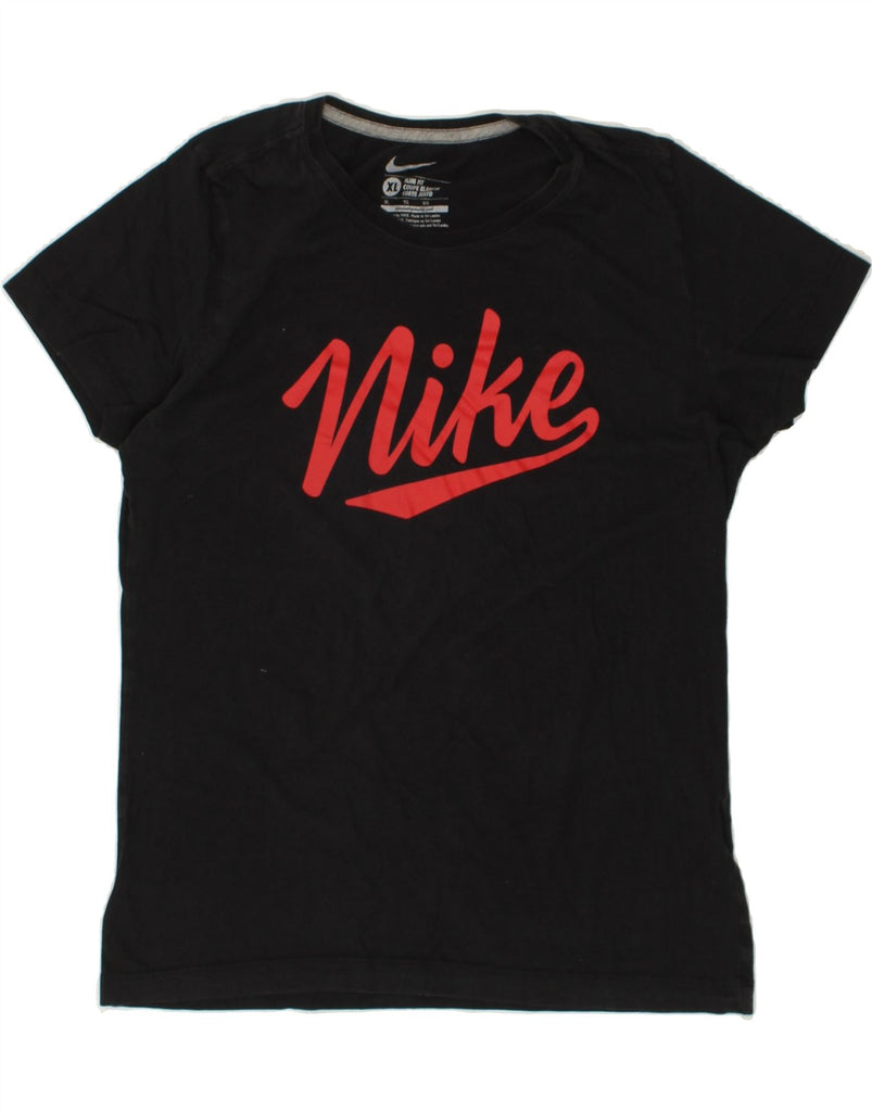 NIKE Womens Slim Fit Graphic T-Shirt Top UK 18 XL Black | Vintage Nike | Thrift | Second-Hand Nike | Used Clothing | Messina Hembry 