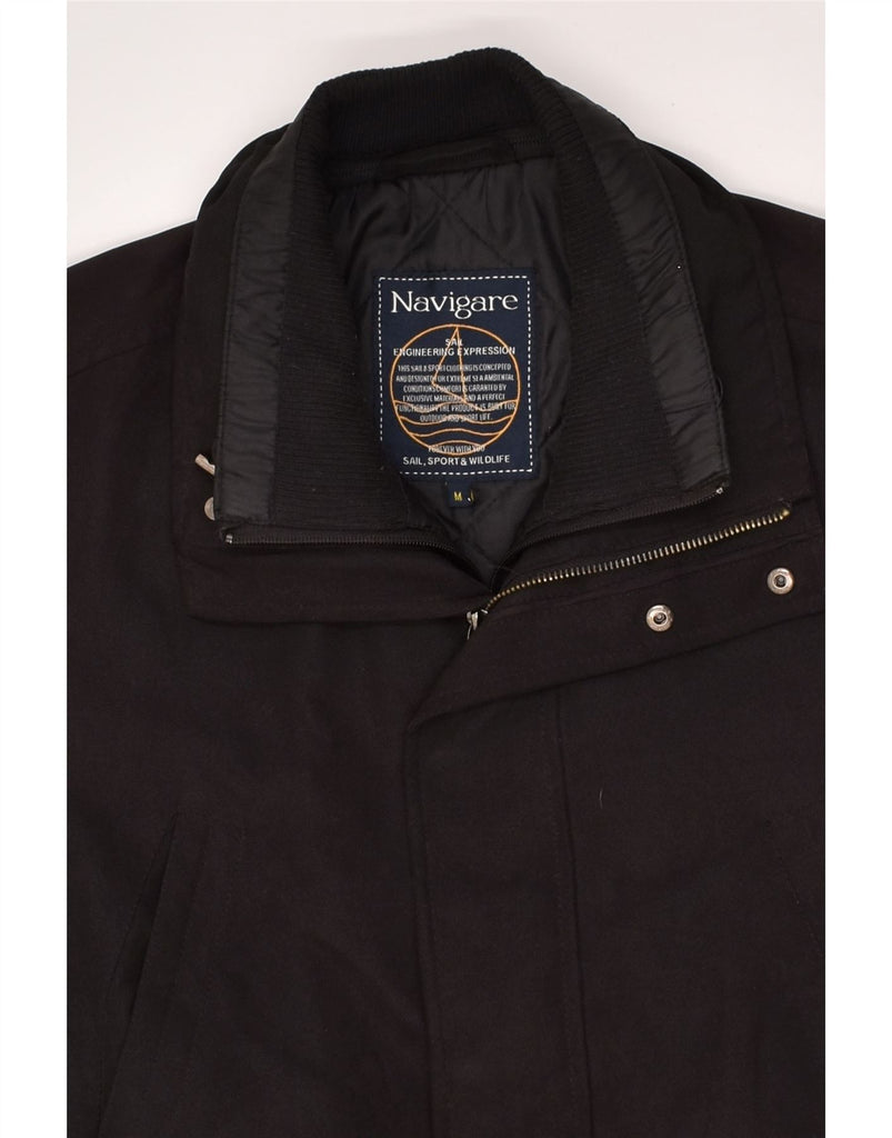 NAVIGARE Mens Utility Jacket UK 38 Medium Black Polyester | Vintage Navigare | Thrift | Second-Hand Navigare | Used Clothing | Messina Hembry 