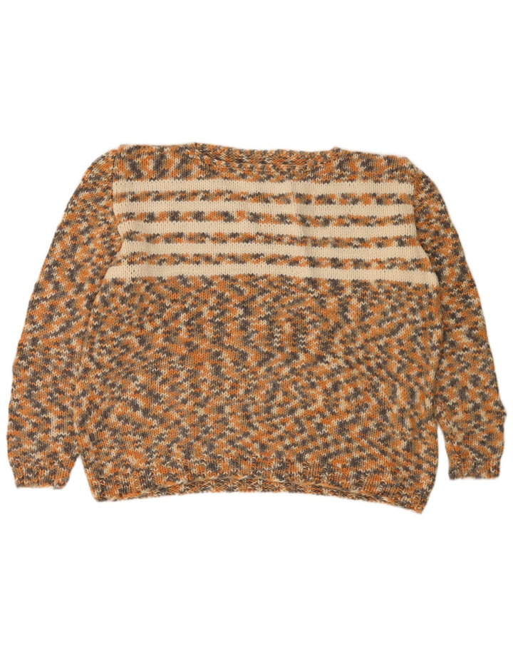VINTAGE Womens Oversized Boat Neck Jumper Sweater UK 12 Medium Beige