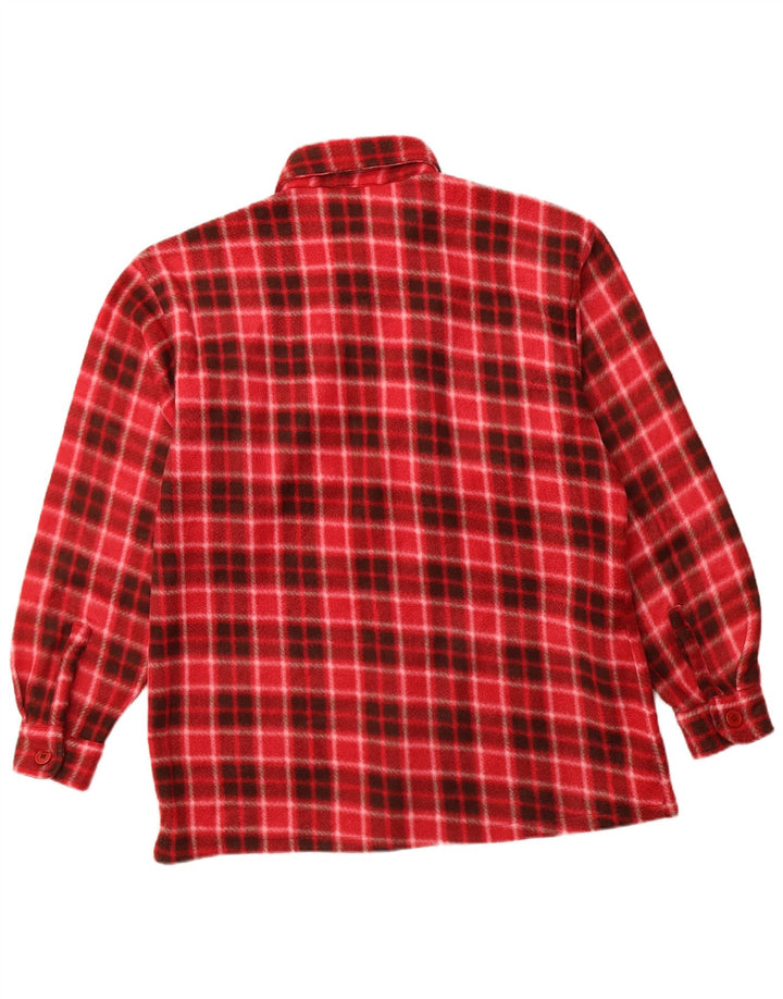 VINTAGE Mens Fleece Shirt Large Red Check Polyester