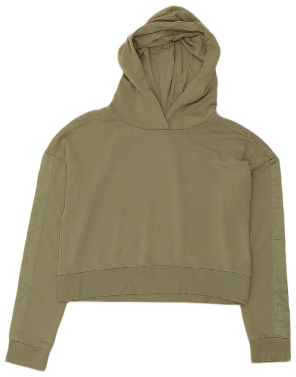 Topshop Womens Crop Hoodie Jumper UK 10 Small Green Polyester