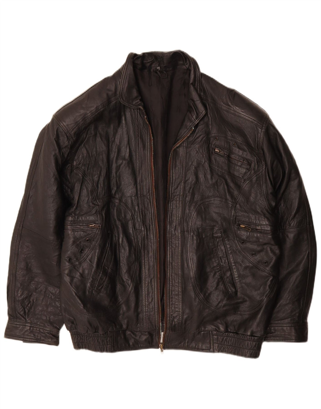 Vintage Mens Leather Jacket UK 38 Medium Black Leather