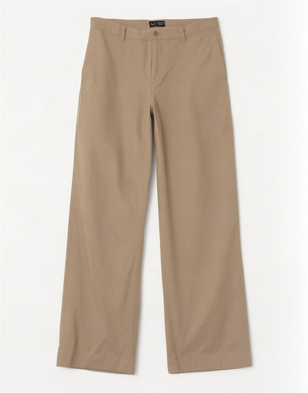 Armani Womens Wide Leg Casual Trousers UK 8 Small W26 L31 Beige Cotton