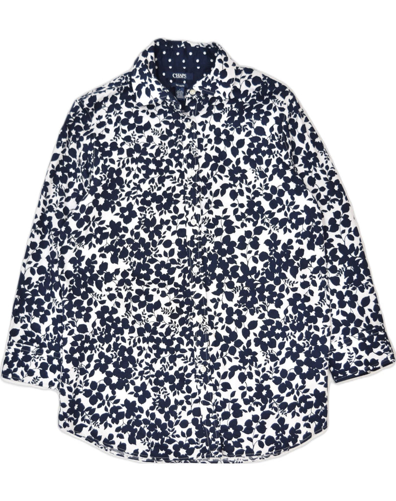 CHAPS Womens Shirt UK 14 Medium Navy Blue Floral Cotton | Vintage | Thrift | Second-Hand | Used Clothing | Messina Hembry 