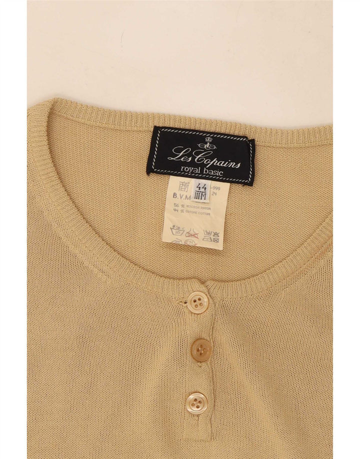 Les Copains Womens Longline Button Neck Jumper Sweater IT 44 Medium Beige