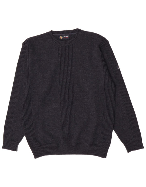 Sail Exp Mens Crew Neck Jumper Sweater IT 50 Medium Navy Blue Wool
