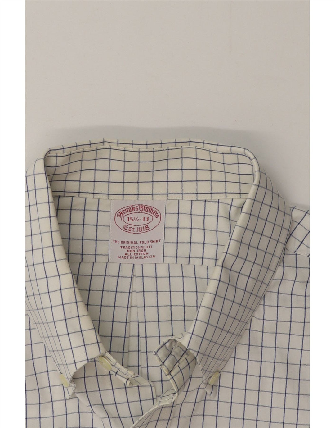 Brooks Brothers Mens Traditional Fit Shirt Size 15 1/2 Medium White Check