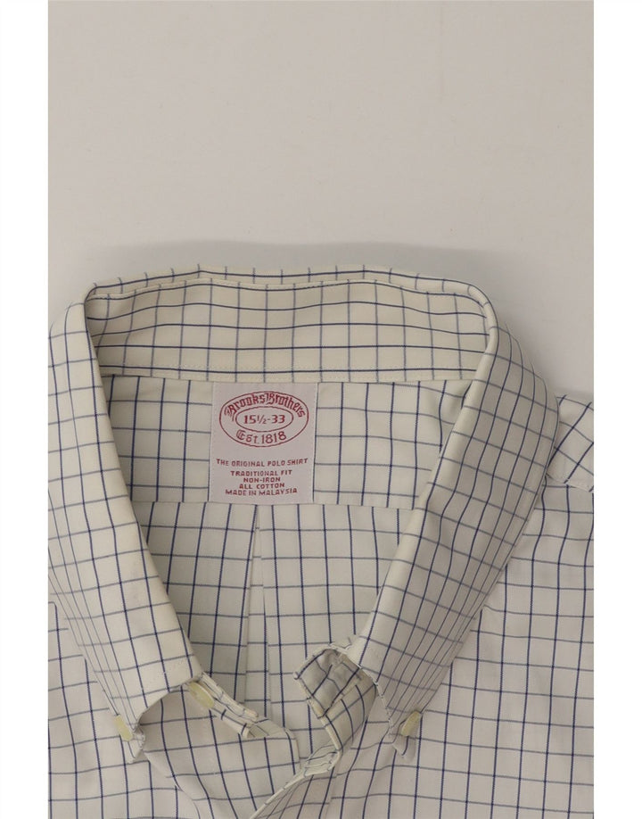 Brooks Brothers Mens Traditional Fit Shirt Size 15 1/2 Medium White Check