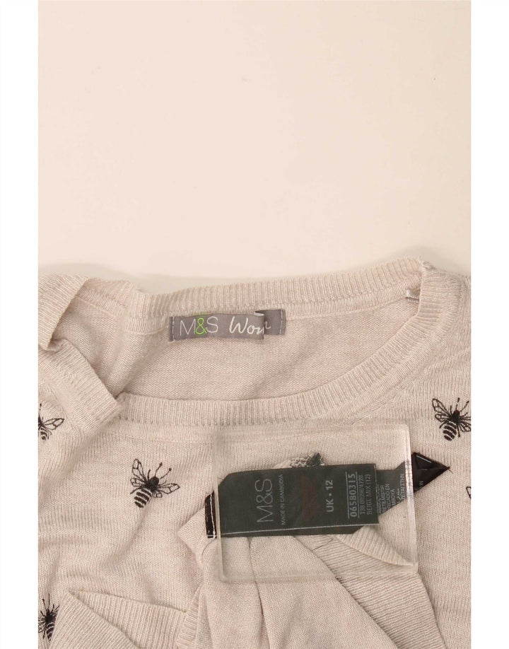 Marks & Spencer Womens Boat Neck Jumper Sweater UK 12 Medium Grey