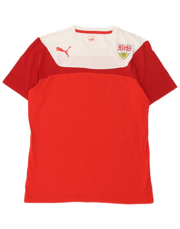 Puma Boys Graphic T-Shirt Top 15-16 Years 2XL Red Colourblock Cotton