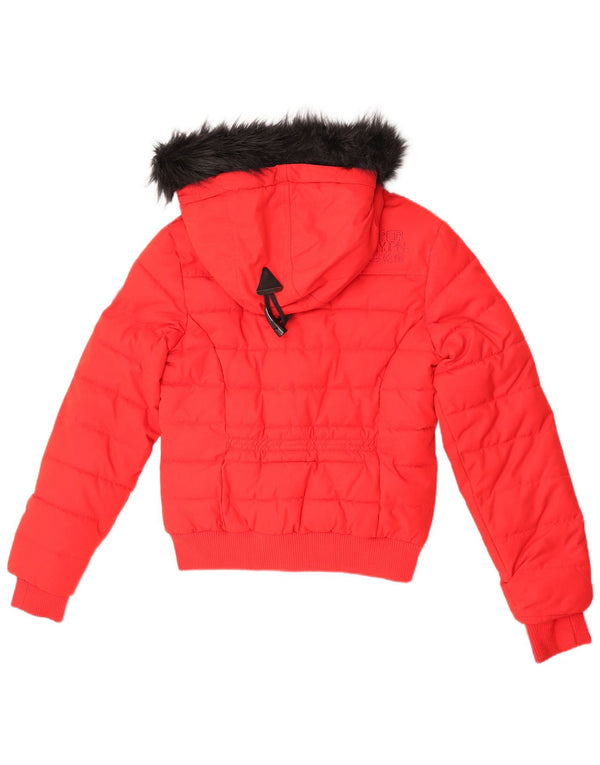 Superdry Womens The Toggle Puffer Graphic Padded Jacket UK 12 Medium Red