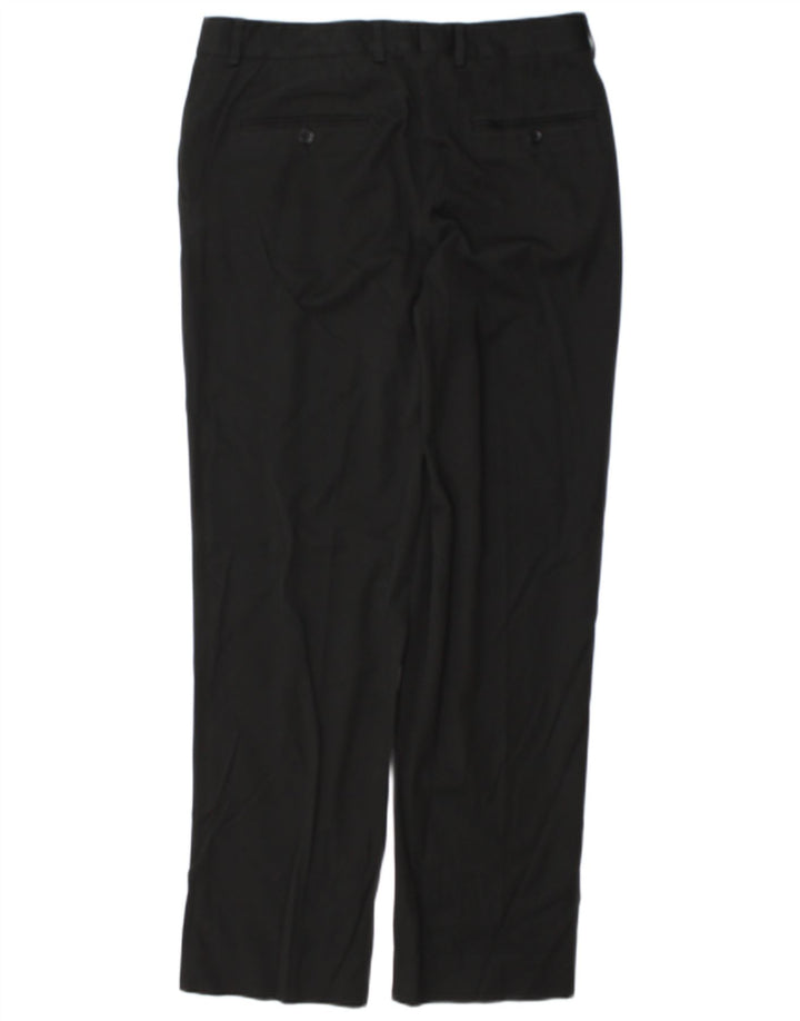Zara Mens Straight Suit Trousers EU 44 Large W34 L32 Black Polyester