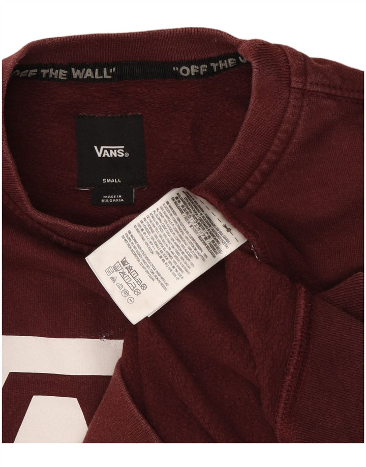 Vans Mens Graphic Sweatshirt Jumper Small Burgundy Cotton