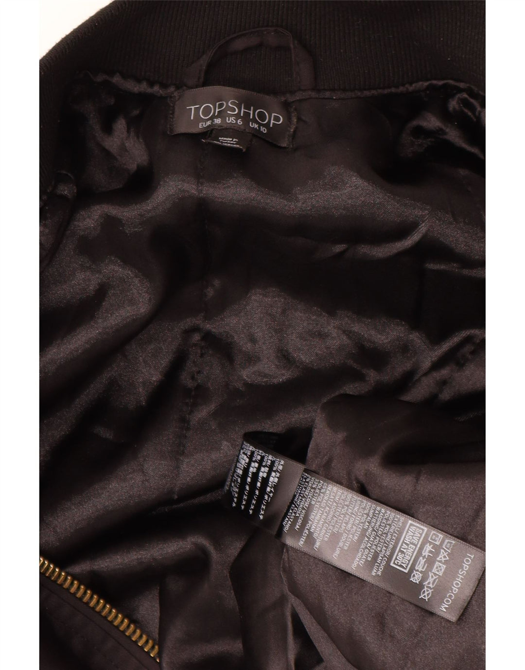 Topshop Womens Oversized Bomber Jacket UK 10 Small Black Polyester
