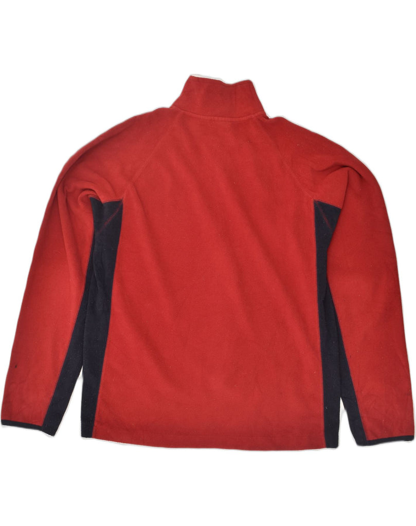 GAP Mens Zip Neck Fleece Jumper Large Red Colourblock Polyester | Vintage Gap | Thrift | Second-Hand Gap | Used Clothing | Messina Hembry 