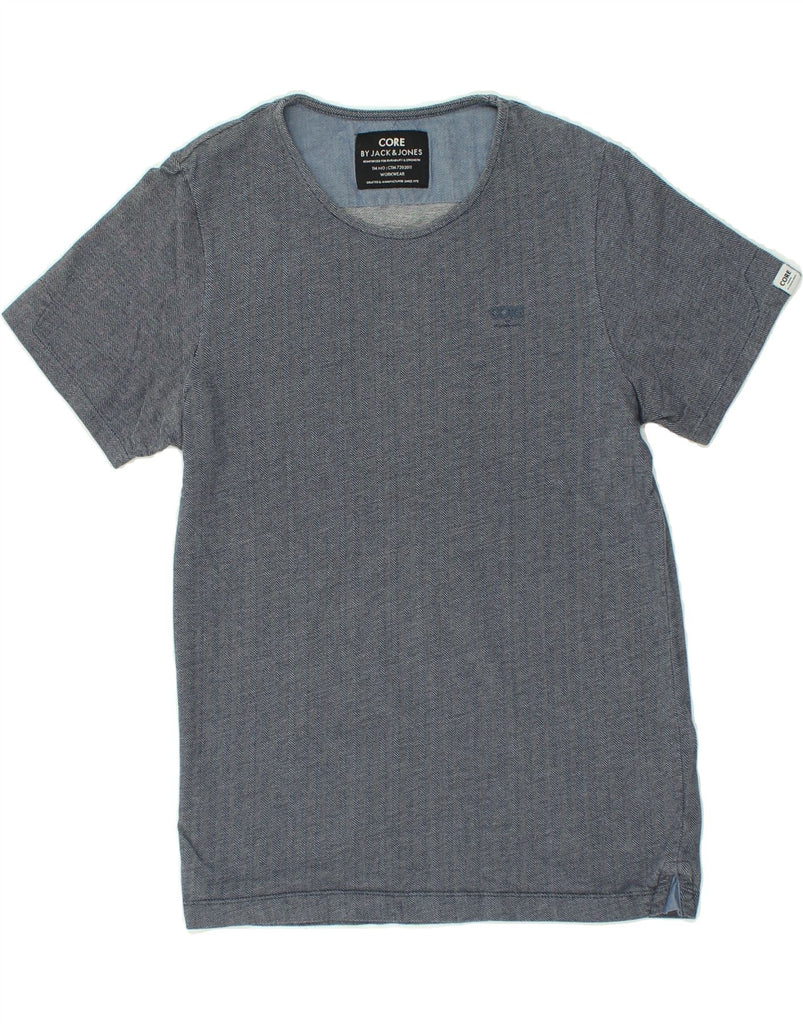 JACK & JONES Mens Slim T-Shirt Top Medium Grey Herringbone Cotton | Vintage Jack & Jones | Thrift | Second-Hand Jack & Jones | Used Clothing | Messina Hembry 