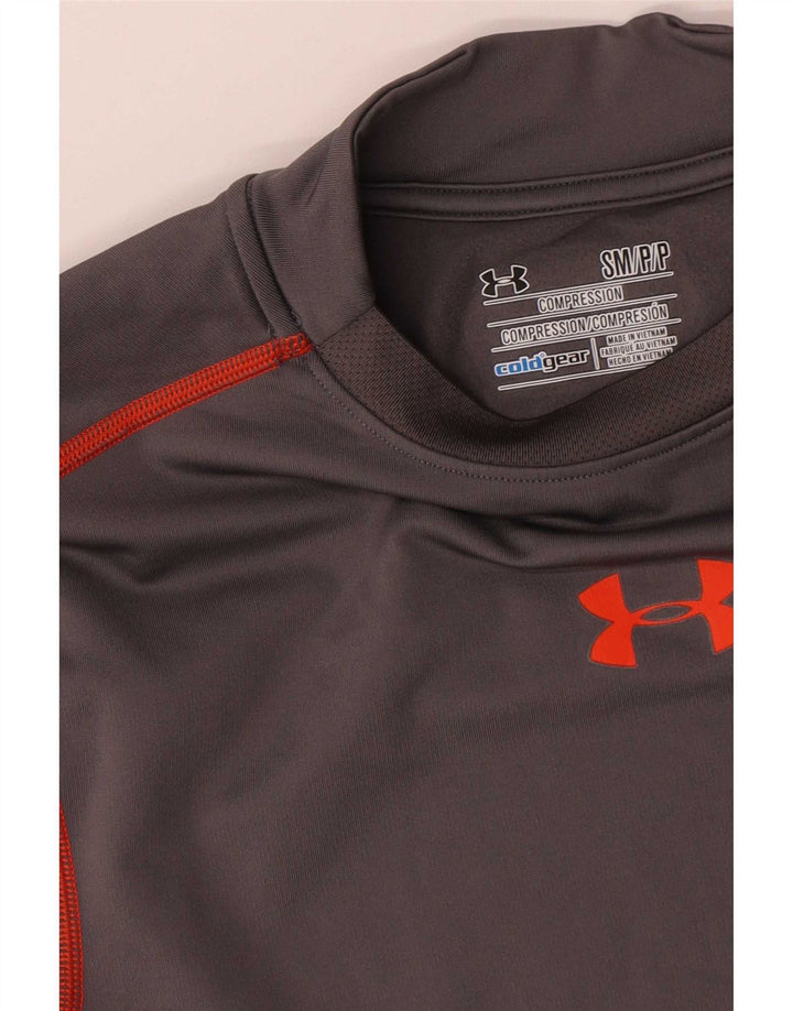 Under Armour Mens Cold Gear Graphic Top Long Sleeve Small Grey Polyester