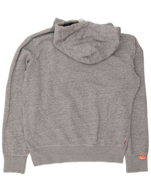 Superdry Mens Hoodie Jumper Large Grey Flecked Cotton