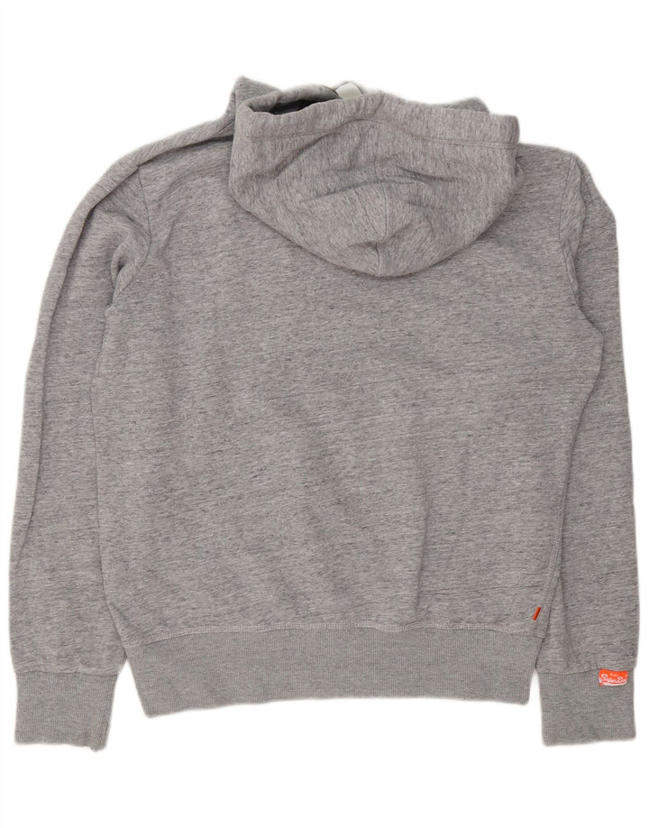 Superdry Mens Hoodie Jumper Large Grey Flecked Cotton